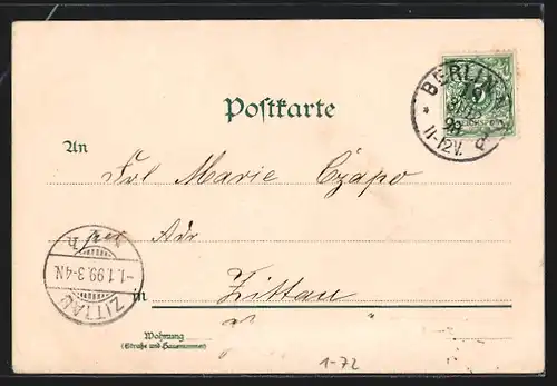 Lithographie Berlin, Kaiser Wilhelm I., Nationaldenkmal