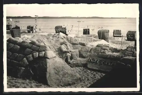 AK Sandplastik am Strand, Kyffhäuser, Alter Mann mit Bart
