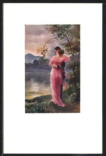 Künstler-AK sign. Montaguti: Liebespaar am Ufer