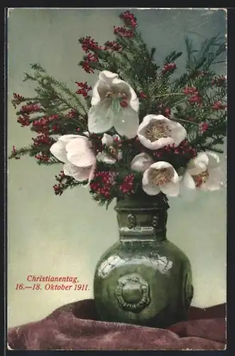 AK Erfurt, Christianentag 1911, Blumen in einer Vase