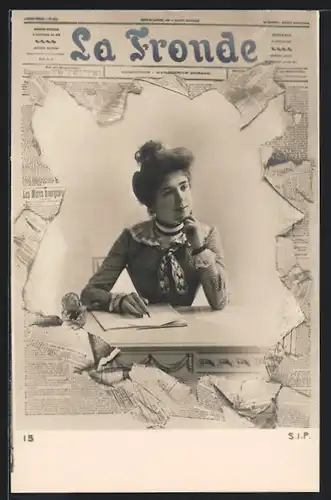 AK Zeitung La Fronde, Dame schreibt einen Brief