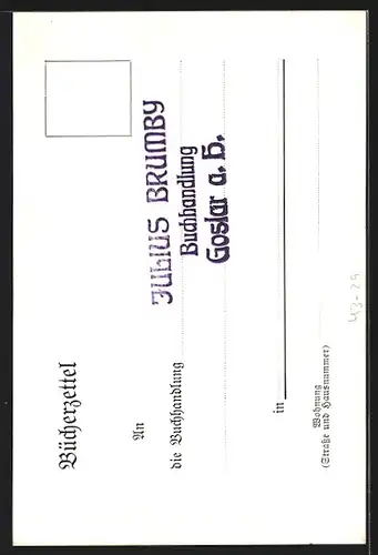 AK Bestellung eines Zeitungsabonnements für Velhagen & Klasings Monatshefte 1906 - 1907