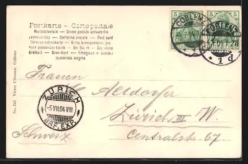 AK Koblenz, Schiffbrücke, Teilansicht der Stadt