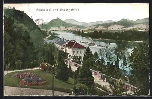AK Rolandseck, Dampfer auf dem Rhein, Drachenfels