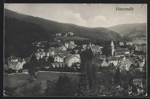 AK Herrenalb, Teilansicht mit Kirche