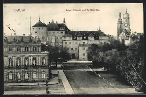 AK Stuttgart, Altes Schloss und Stiftskirche