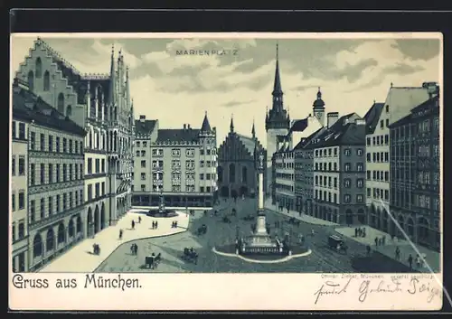 Lithographie München, Marienplatz