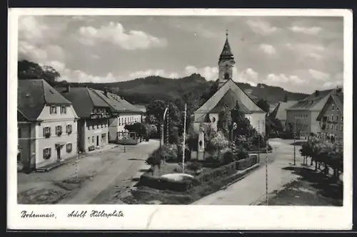 AK Bodenmais /Bayer. Wald, platz mit Kriegerdenkmal, 