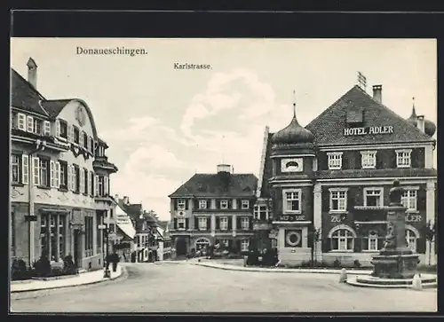 AK Donaueschingen, Karlstrasse mit Hotel Adler