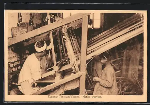 AK Egypt, Egyptian Types and Scenes, Native weaving, arabischer Handwerker