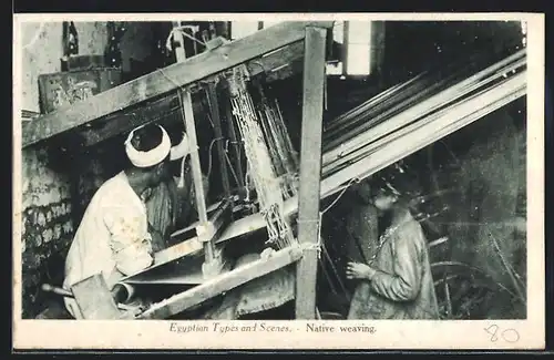 AK Egypt, Egyptian Types and Scenes, Native weaving, arabische Handwerker