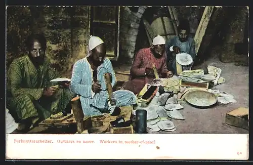 AK Arabische Perlmuttarbeiter bei der Arbeit