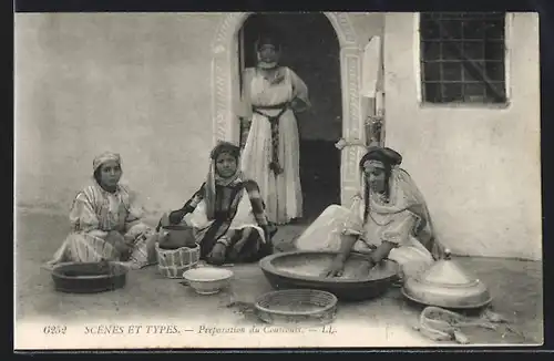 AK Préparation du Couscous, Nordafrikanerinnen machen Couscous