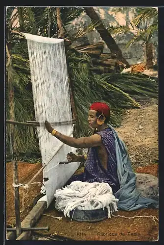 AK Fabrique de Tapis, arabische Frau beim Teppichweben