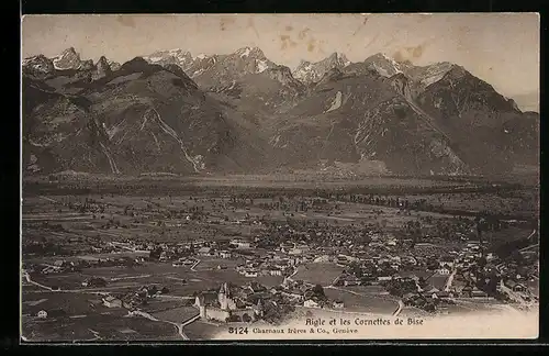 AK Aigle, Vue générale et les Cornettes de Bise