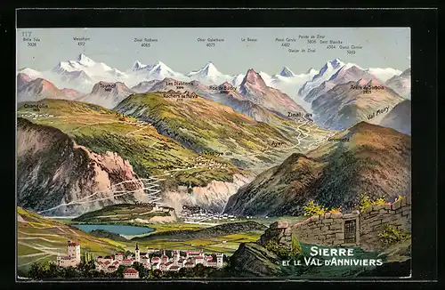 AK Sierre, Vue générale et le Val d`Anniviers