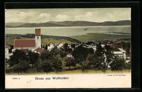 AK Wolfhalden, Ortsansicht aus der Vogelschau