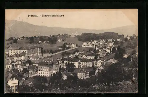 AK Herisau, Kasernenstrasse aus der Vogelschau