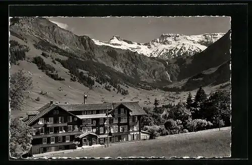 AK Adelboden, Hotel Alpenruhe mit Tierhörnli, Steghorn und Wildstrubel