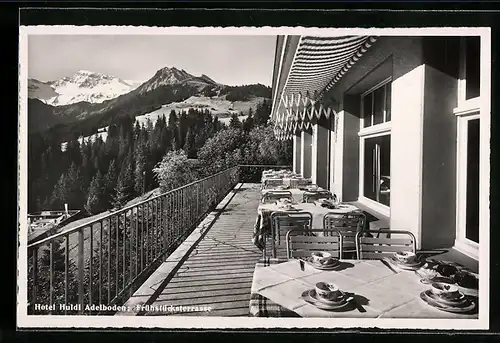 AK Adelboden, Hotel Huldi, Frühstücksterrasse