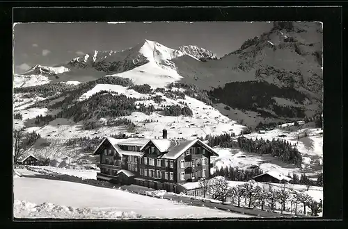 AK Adelboden, Hotel-Pension Alpenruhe im Winter