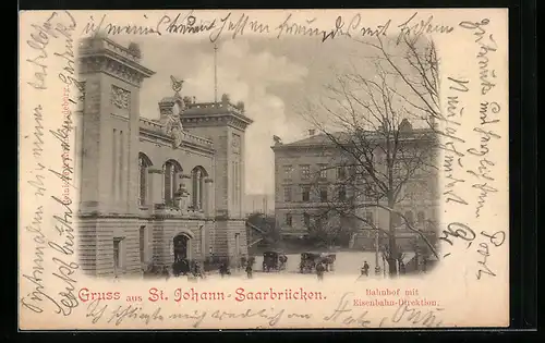 AK St. Johann-Saarbrücken, Bahnhof mit Eisenbahn-Direktion