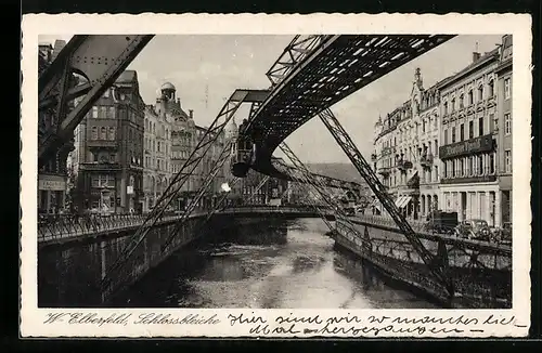 AK Wuppertal-Elberfeld, Schwebebahn an der Schlossbleiche