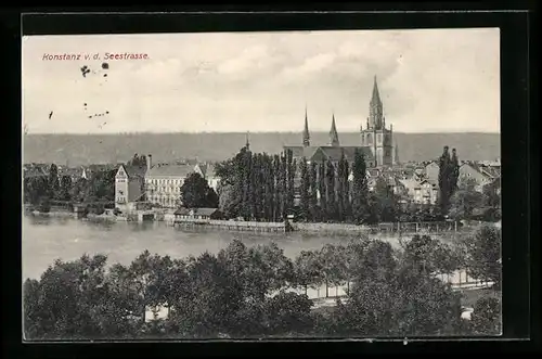 AK Konstanz, Ortsansicht von der Seestrasse aus gesehen