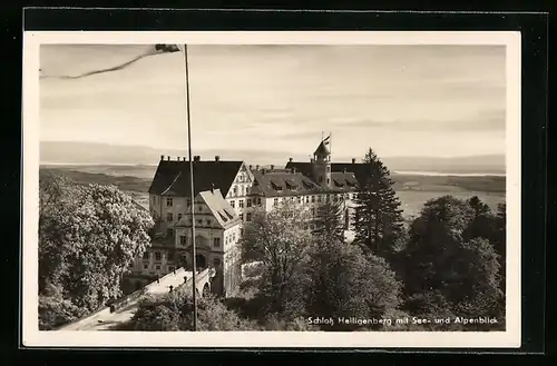 AK Heiligenberg / Baden, Schloss Heiligenberg mit See- und Alpenblick