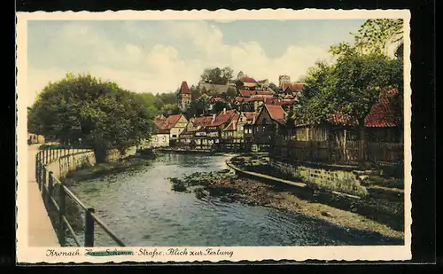 AK Kronach, Hans Schemm-Strasse, Blick zur Festung