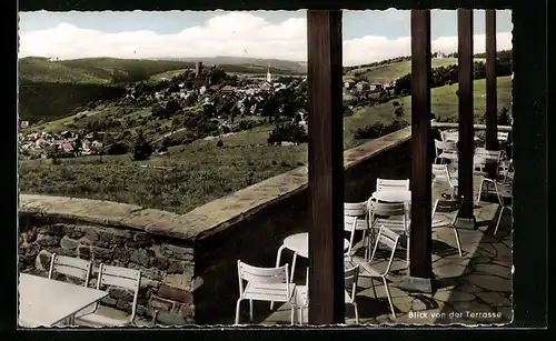 AK Königstein / Taunus, Posterholungsheim Am Feldberg, Blick von der Terrasse