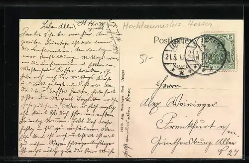 AK Usingen i. T., Ortspartie aus der Vogelschau