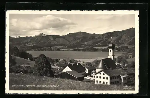 AK Gmund am Tegernsee, Ortspartie mit Kirche