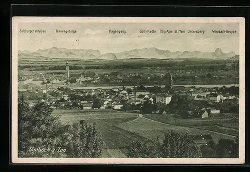 AK Simbach a. Inn, Gesamtansicht mit Blick auf die Salzburger Voralpen