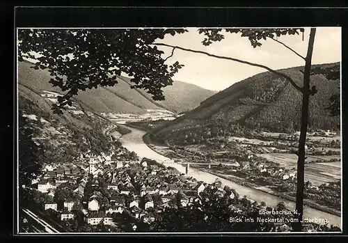 AK Eberbach a. N., Ortsansicht, Blick ins Neckartal vom Itterberg aus gesehen