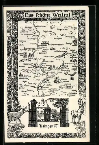 AK Usingen i. Ts., Landkarte des Weiltals