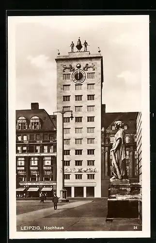 AK Leipzig, Vorderansicht des Hochhaus