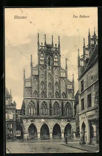 AK Münster i. W., Blick zum Rathaus