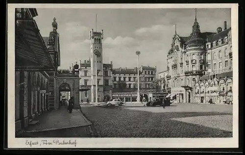 AK Erfurt, Strassenpartie am Bahnhof