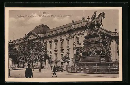 AK Berlin, Denkmal Friedrichs des Grossen vor der Universitätsbibliothek