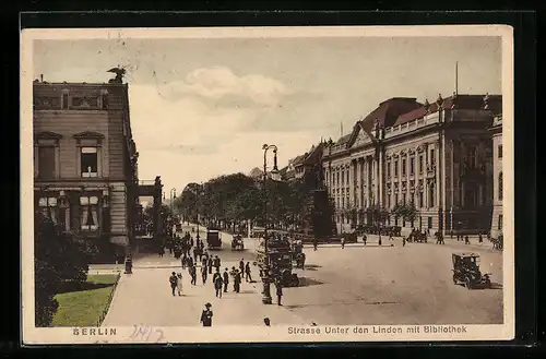 AK Berlin, Unter den Linden mit Bibliothek
