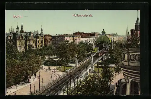 AK Berlin-Schöneberg, Nollendorfplatz mit Hochbahn