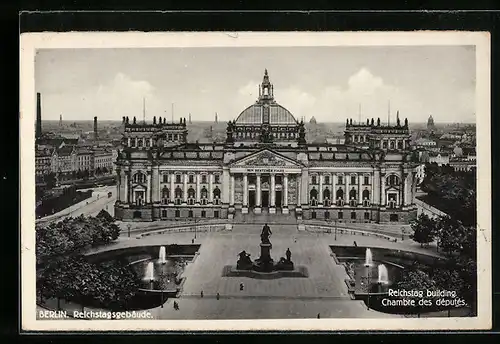 AK Berlin-Tiergarten, Reichstagsgebäude aus der Vogelschau