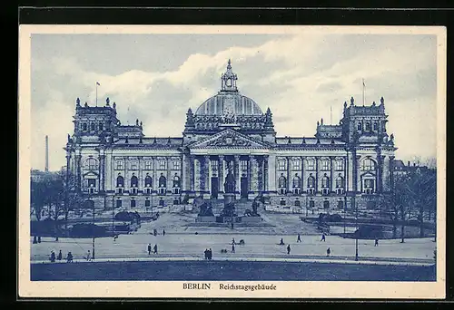 AK Berlin-Tiergarten, Blick zum Reichstagsgebäude