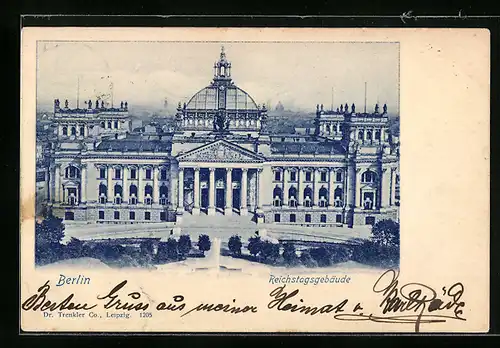 AK Berlin-Tiergarten, Reichstagsgebäude aus der Vogelschau