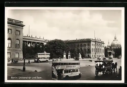 AK Berlin, Busse und Kutsche vor der Universität