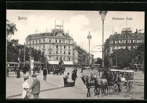 AK Berlin-Tiergarten, Potsdamer Platz mit Palast-Hotel, Strassenbahn