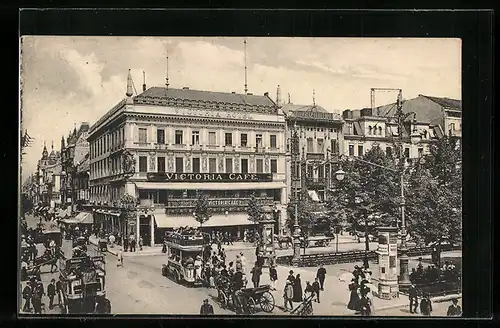 AK Berlin, Unter den Linden Ecke Friedrichstrasse mit Victoria Café