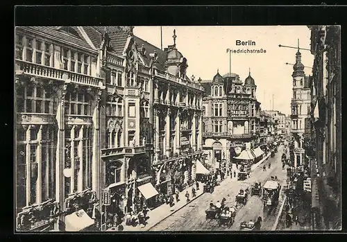 AK Berlin, Belebte Friedrichstrasse aus der Vogelschau