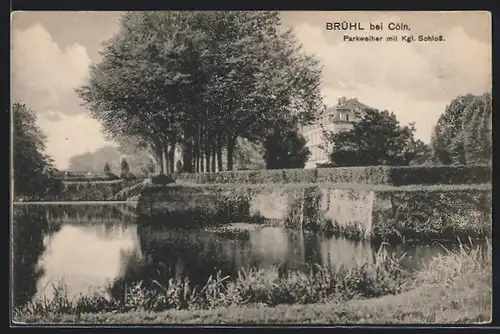 AK Brühl, Parkweiher mit königlichem Schloss